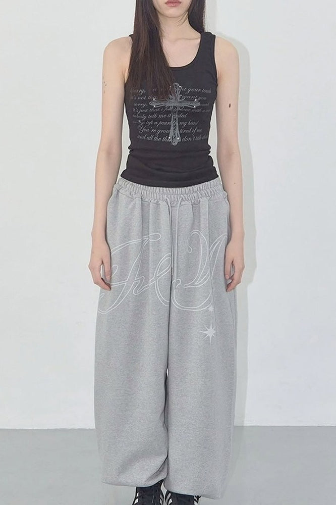 Vintage Hip-Hop Letter Wing Casual Pants