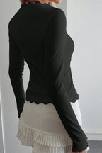 Lace Detail Long Sleeve Knit Top