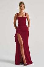 Spaghetti Strap High Slit Maxi Party Dress