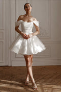 Off Shoulder Back Lace-Up Short Fluffy Prom Dress