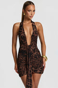 Leopard Halter Bodycon Mini Dress