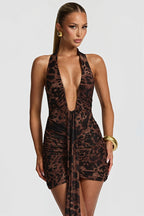Leopard Halter Bodycon Mini Dress