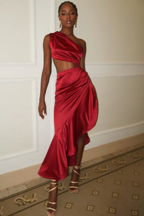 And Asymmetrical Sleeveless Dress With Bodycon Fit Party