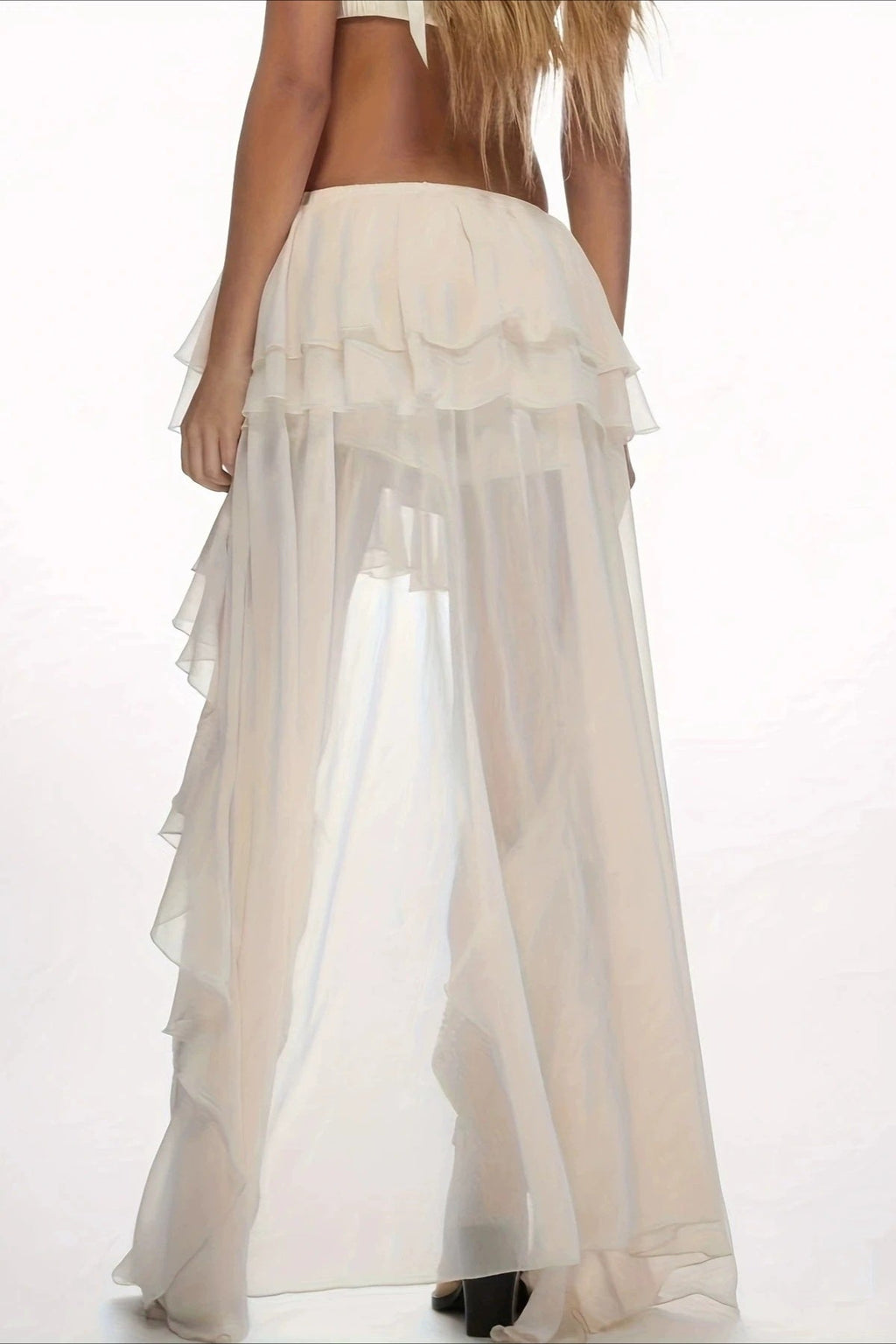 Waterfall Ruffle Layered Maxi Skirt