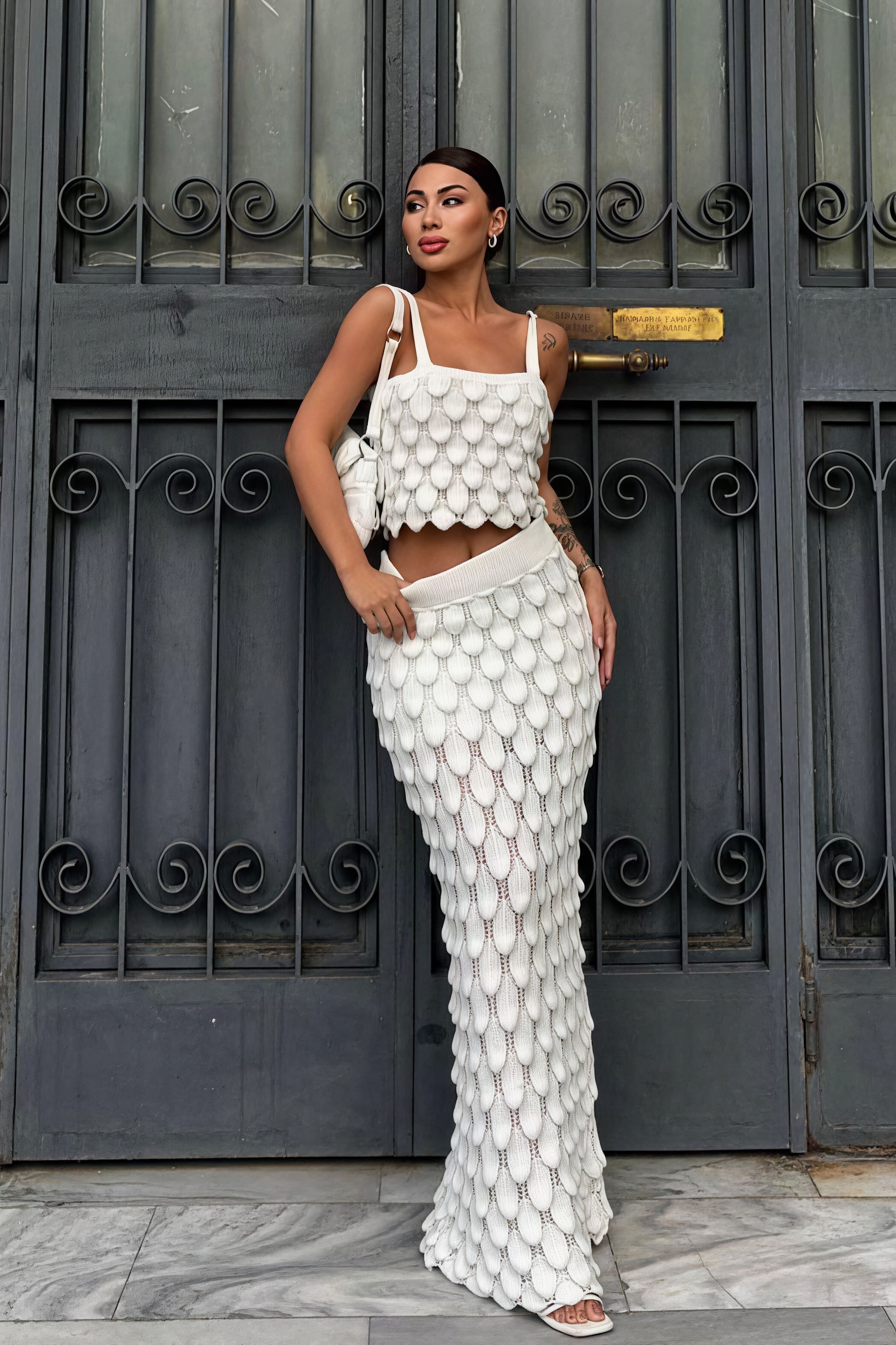 Scale Print Cami Set With Mini Skirt Two Piece