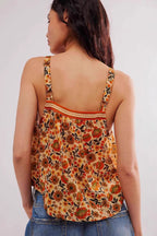 Loose Floral Print Slit Cami Top