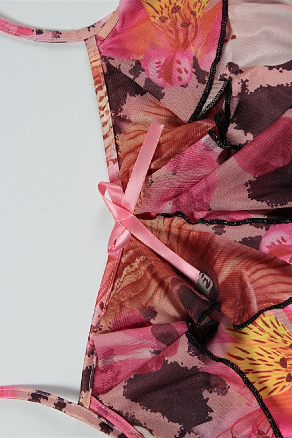 Tie Strapless Ruffled Print Bodycon Maxi Dress