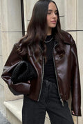 Pu Leather Biker Jacket