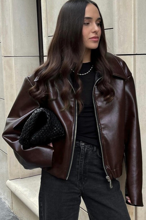 Pu Leather Biker Jacket