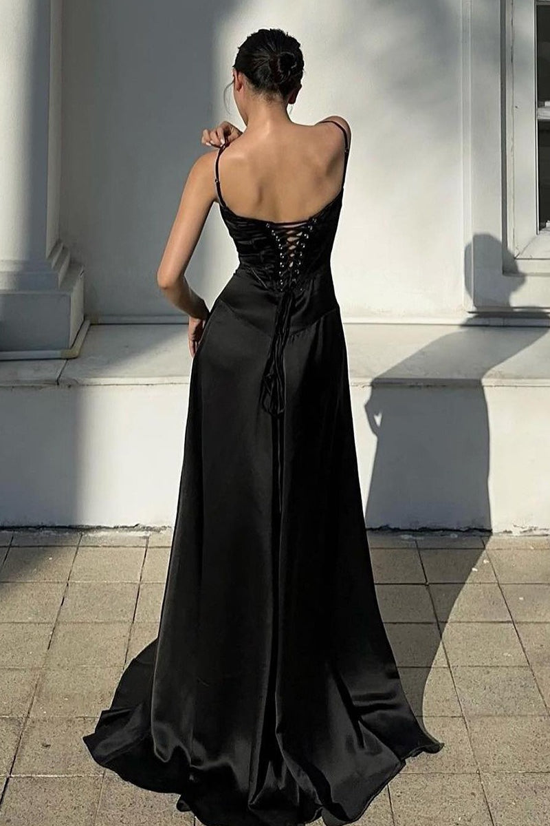 Cami Slim Fit Back Tie Long Prom Dress