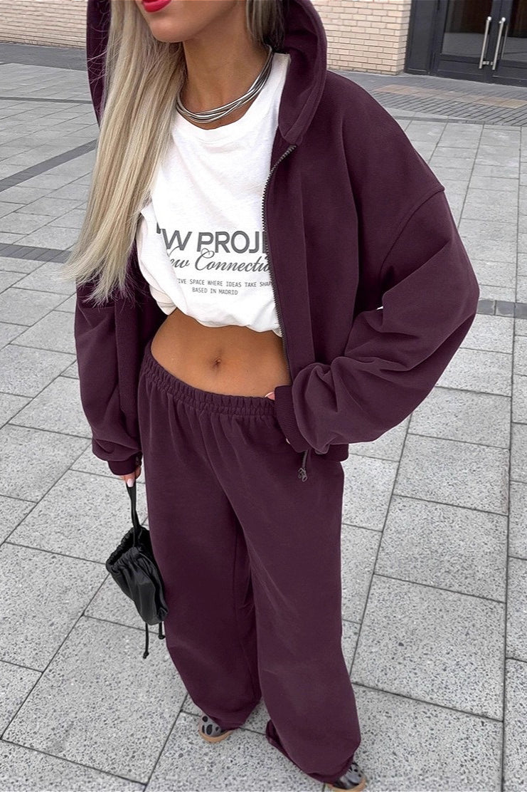 Vintage Hooded Sweatshirt And Jogger Two Piece Set