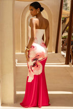 Bandeau Mermaid Floral Print Maxi Dress
