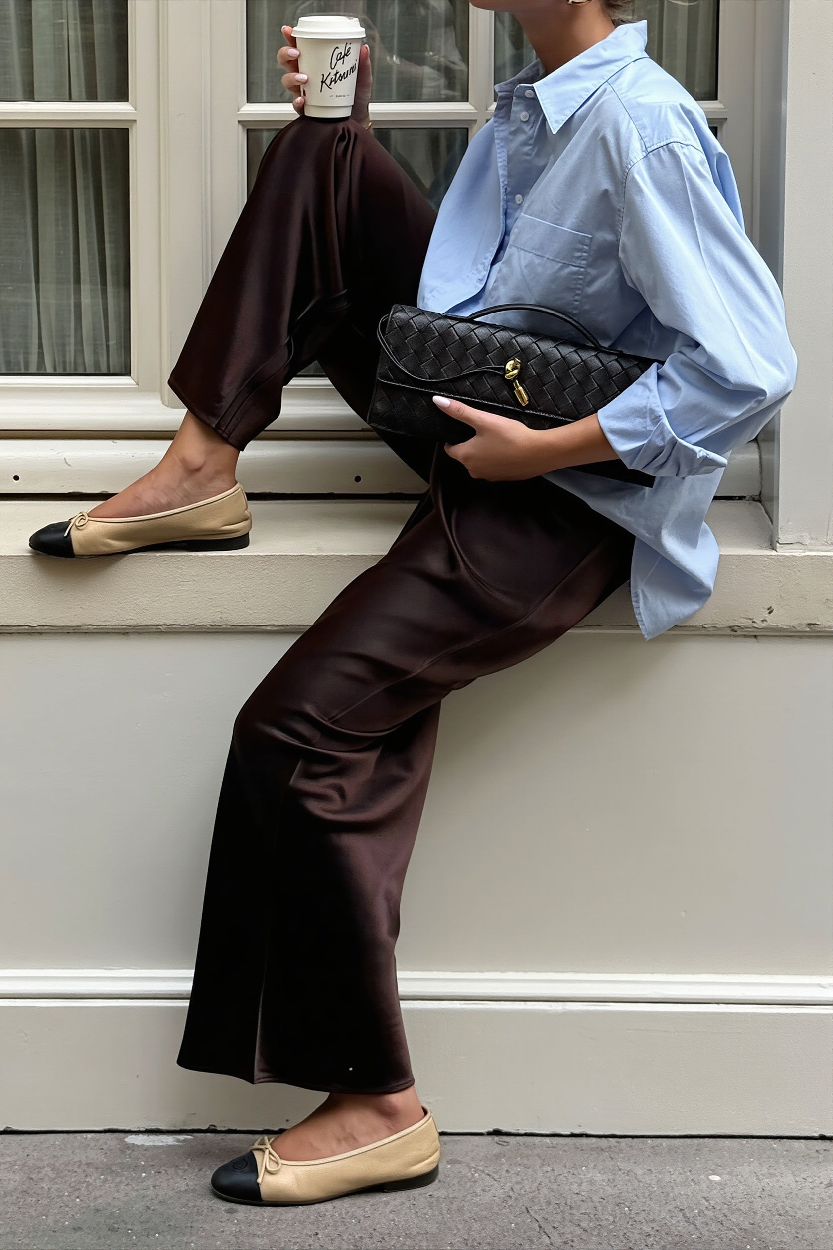 Satin Straight Leg Draped Pants