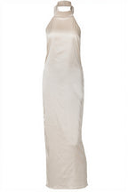 Solid Satin Halter Neck Backless Maxi Dress