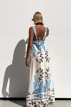 Floral Print Sleeveless Vacation Maxi Dress