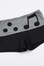 Casual Note Print Folded Waist Shorts