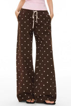 Polka Dot Print Loose Straight Casual Pants