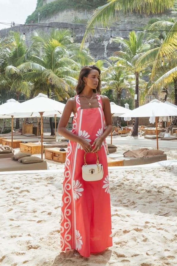 Off-Shoulder Floral Print A-Line Cami Maxi Dress