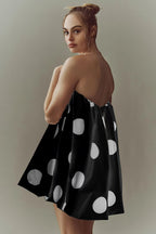 Polka Dot Print Tube Top Mini Dress