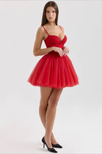 Chiffon Lace-Up Backless Cocktail Dress