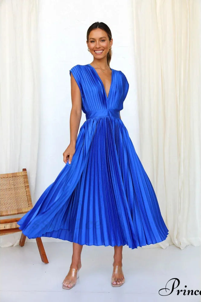 Loose Zipper Trendy Pleated Party Dress