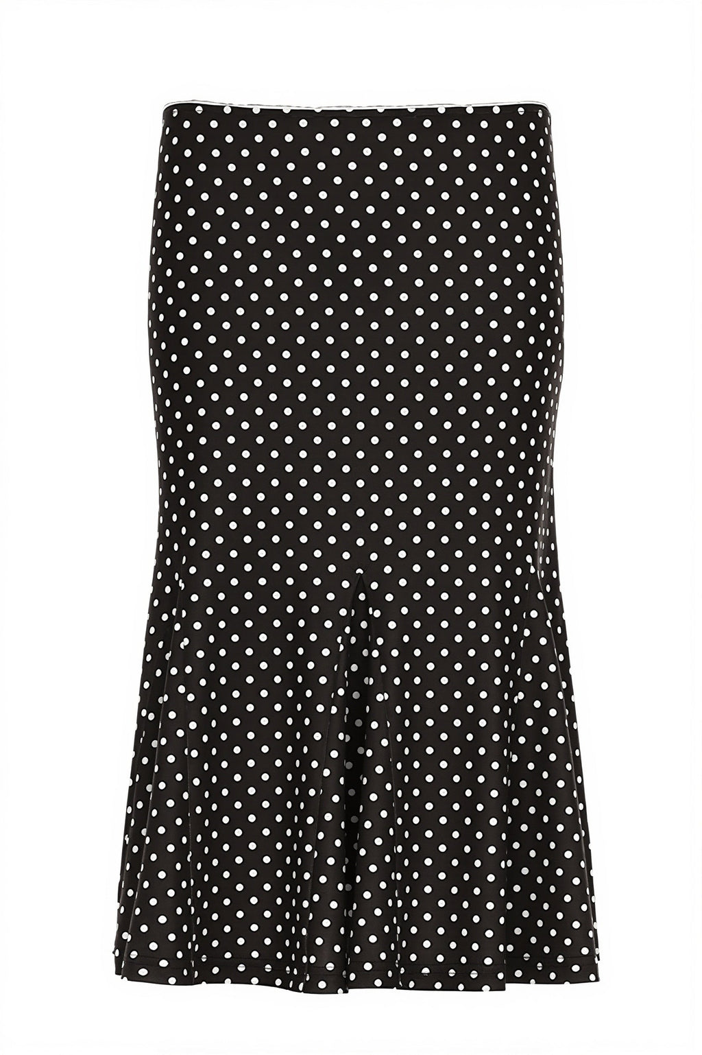 Polka Dot Ruffle Trim Bodycon Midi Skirt