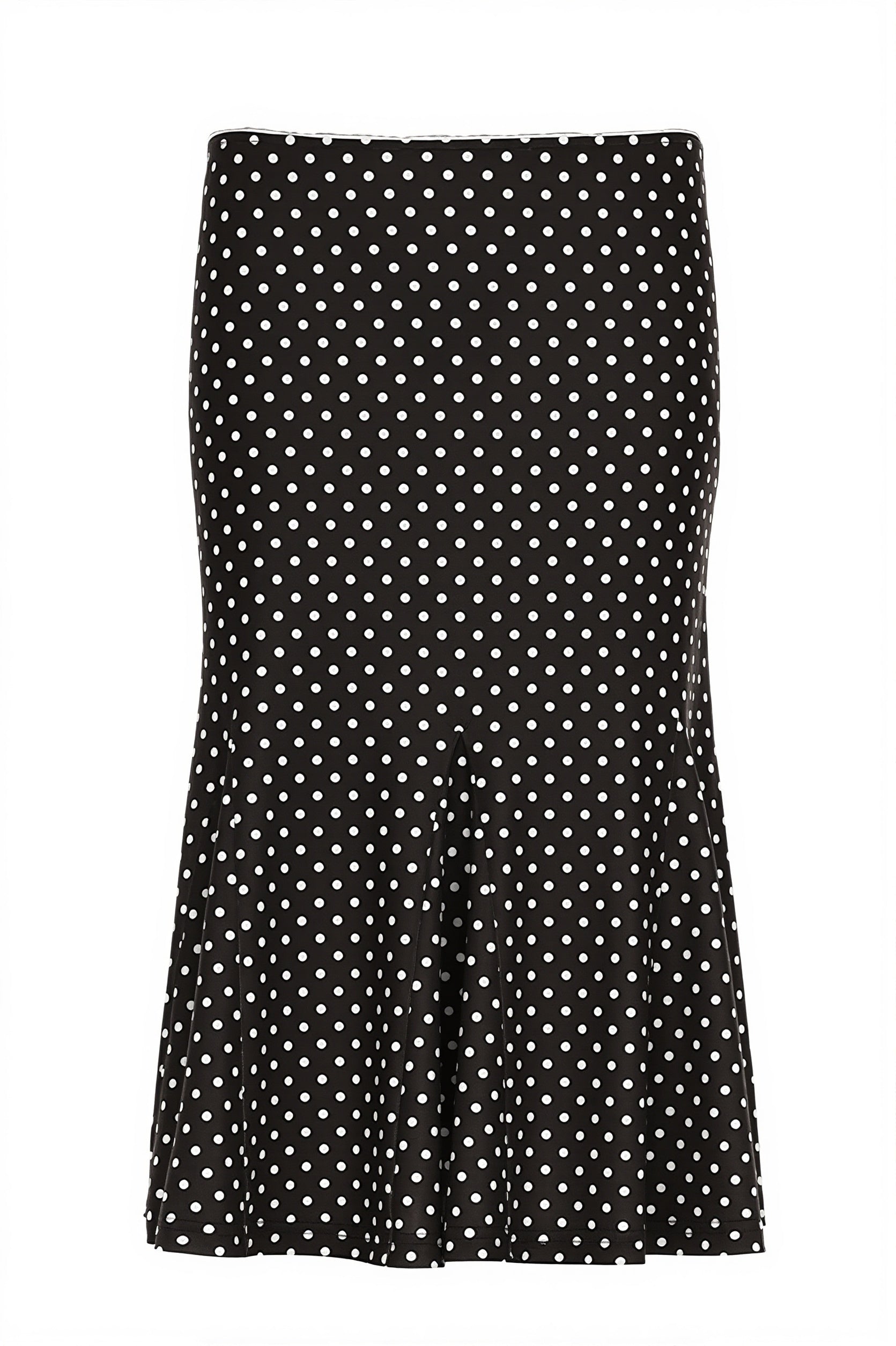 Polka Dot Ruffle Trim Bodycon Midi Skirt