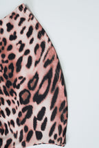 Leopard Deep V Lace Patch Halter Top