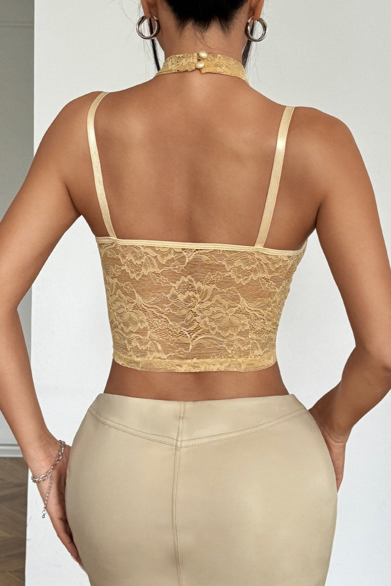 Mesh Lace Halter Corset Cami Top
