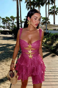 Sequin V-Neck Asymmetrical Bodycon Mini Dress