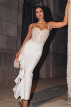 Wavy Hem Slit Bodycon Party Dress
