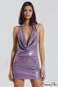 6Am Metallic Stylish Backless Mini Dress