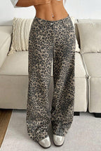 Leopard Print Wide Leg Pants