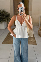 V Neck Ribbed Slim Cami Top