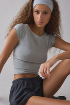Cropped Fitted Retro Polka Dot T‑Shirt
