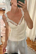 V Neck Lace Up Cinched Cami Top