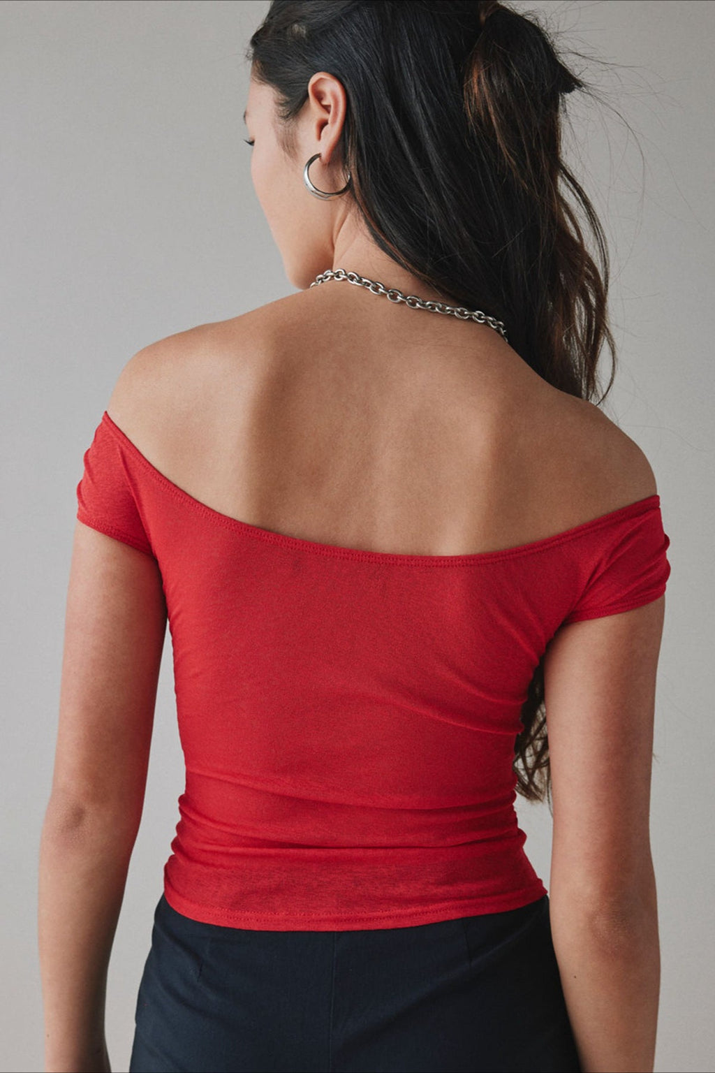 Print One Shoulder Ruched Cropped T-Shirt