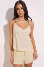 Minimalist Solid Beaded Halter Top