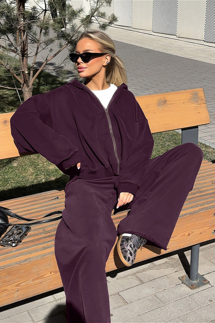 Vintage Hooded Sweatshirt And Jogger Two Piece Set
