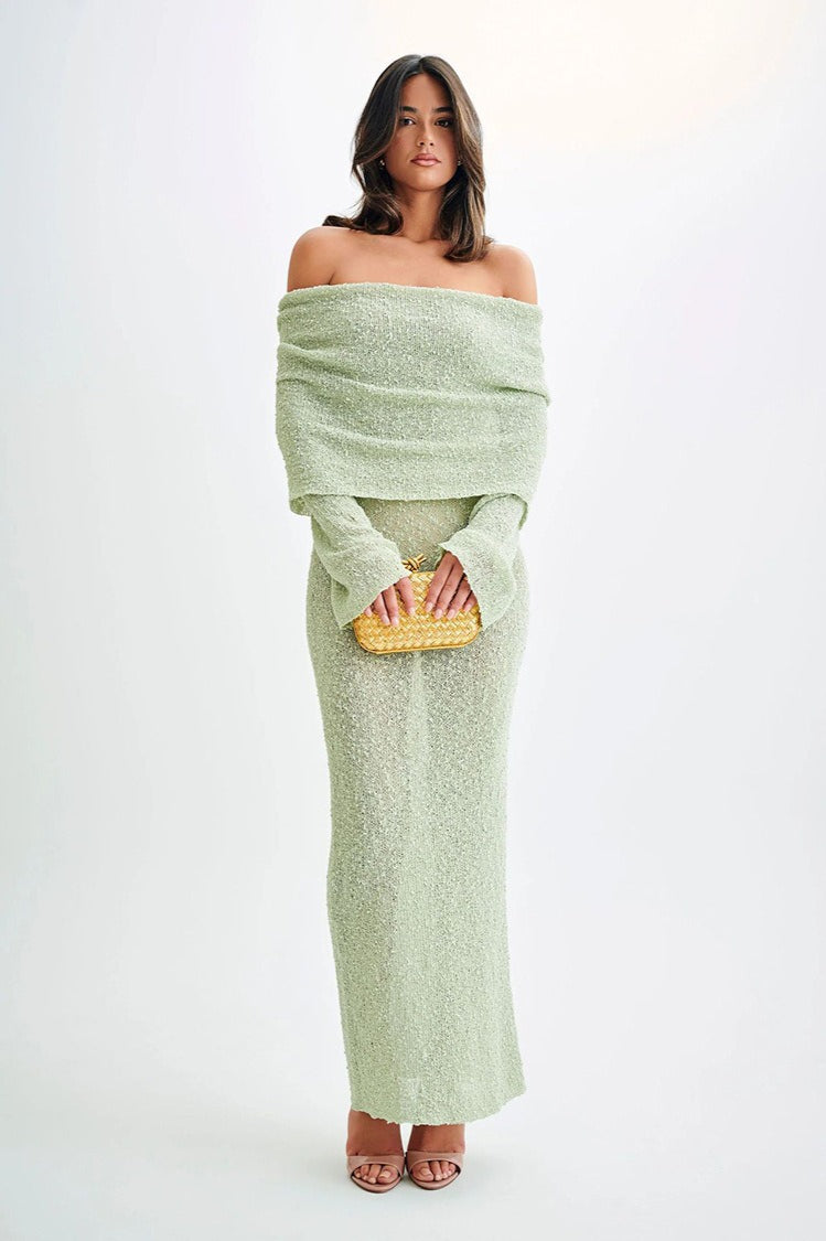 Off Shoulder One Knit Sweater Dress