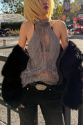 Elegant Irregular Sheer Lace Alter Top