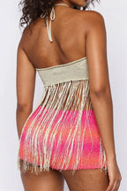 Tie Cami Hollow Tassel Halter Top