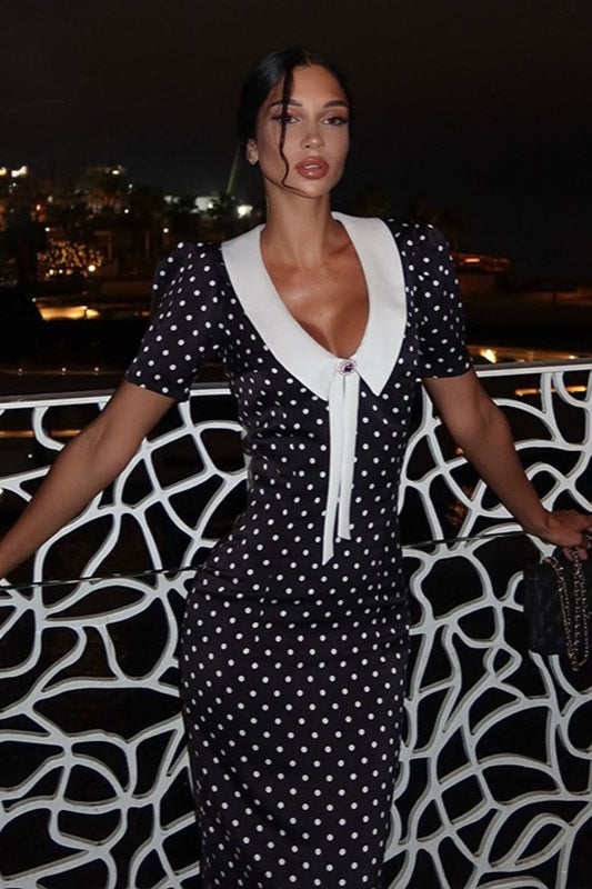 Polka Dot Vintage Print Maxi Dress
