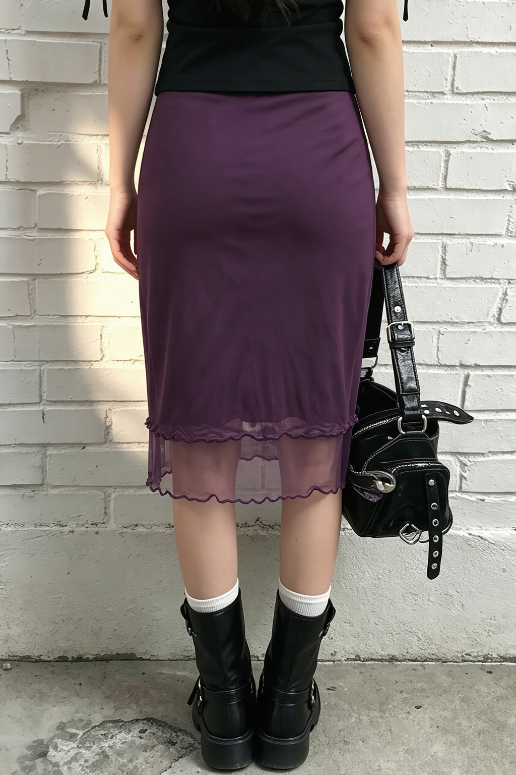 Elegant Ruffle Double Mesh Skirt