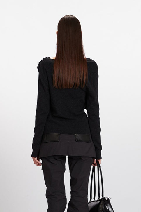Cowl Neck Fitted Knit Top