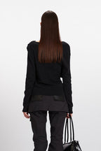 Cowl Neck Fitted Knit Top