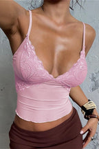 V Neck Lace Slim Cami Top