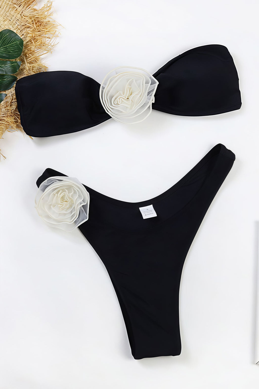 3D Flower Push Up High Waist Bikini Sets