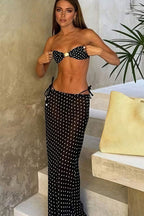 Polka Dot Mesh Skirt Three Piece Swim Set