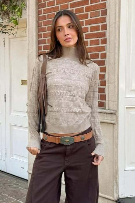 Cable Knit Round Neck Top